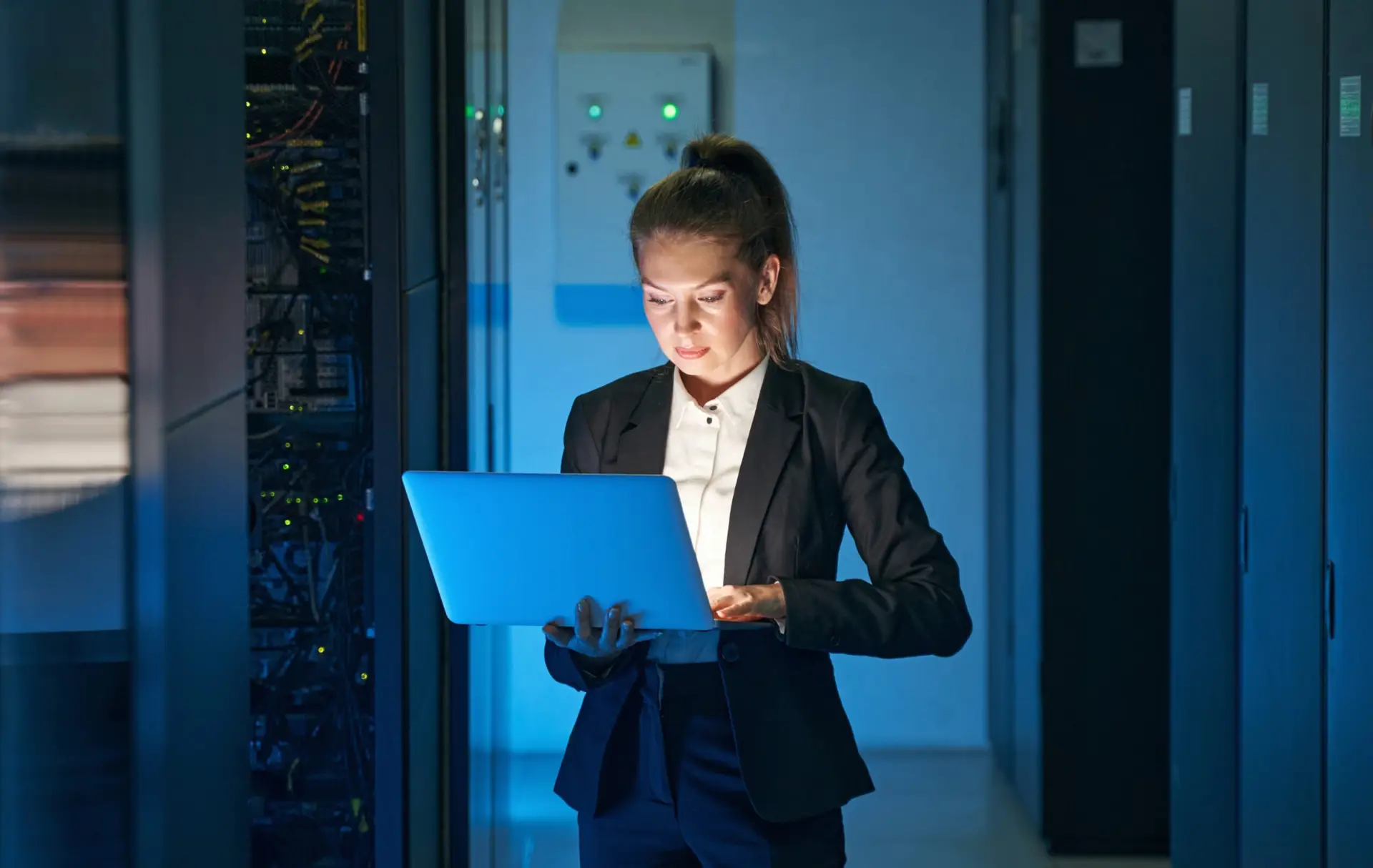 IT engineer working in a secure server environment